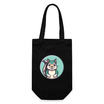 Eichhörnchen Kawaii Cartoon Figur Tier Haustier Gesicht - Geschenkbeutel für Flaschen - Schwarz - Vorne