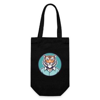 Tigre Kawaii Dessin animé Personnage Animal Animal Visage - Sac à bouteille - noir - Devant