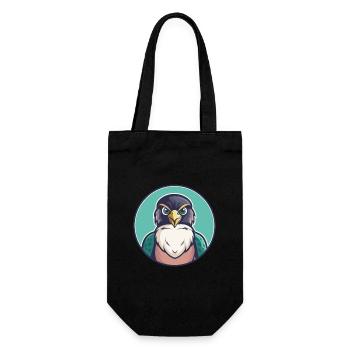 Faucon Kawaii Dessin animé Personnage Animal Animal Visage - Sac à bouteille - noir - Devant