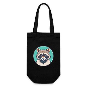 Raccoon Kawaii Cartoon Character Animal Pet Face - Gift Bag for Bottles - black - Front