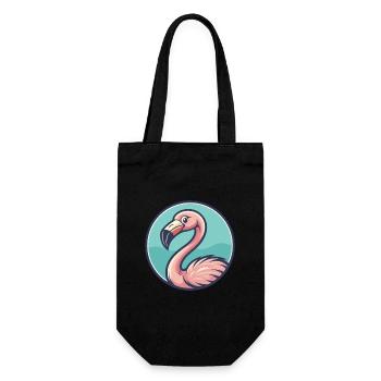 Flamingo Kawaii Cartoon Character Animal Pet Face - Gift Bag for Bottles - black - Front