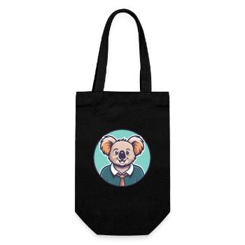 Koala Kawaii Cartoon Figur Tier Haustier Gesicht - Geschenkbeutel für Flaschen - Schwarz - Vorne