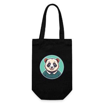 Panda Kawaii Dessin animé Personnage Animal Animal Visage - Sac à bouteille - noir - Devant