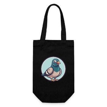 Taube Kawaii Cartoon Figur Tier Haustier Gesicht - Geschenkbeutel für Flaschen - Schwarz - Vorne