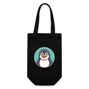 Pingouin Kawaii Dessin animé Personnage Animal Visage D’animal - Sac à bouteille - noir - Devant