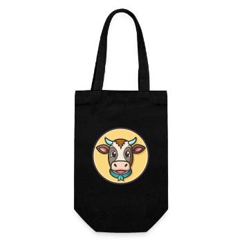 vache kawaii dessin animé personnage animal visage d’animal de compagnie - Sac à bouteille - noir - Devant