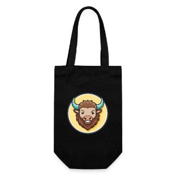 Bison Kawaii Cartoon Character Animal Pet Face - Gift Bag for Bottles - black - Front