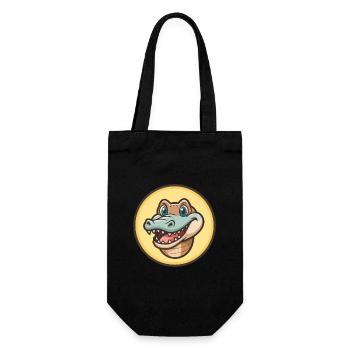 Crocodile Kawaii Dessin animé Personnage Animal Animal Visage - Sac à bouteille - noir - Devant