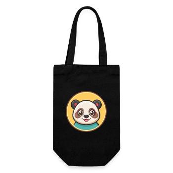Panda Kawaii Dessin animé Personnage Animal Animal Visage - Sac à bouteille - noir - Devant