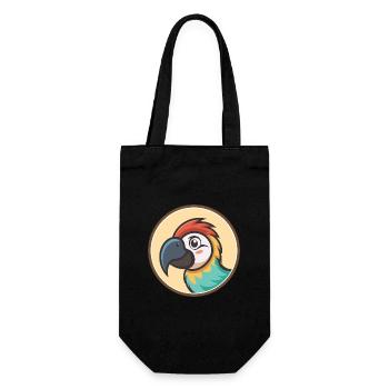 Perroquet Kawaii Dessin animé Personnage Animal Animal Visage - Sac à bouteille - noir - Devant