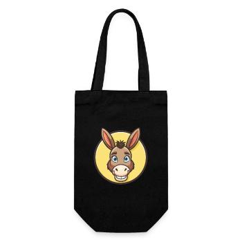 Âne Kawaii Dessin Animé Personnage Animal Visage D’animal - Sac à bouteille - noir - Devant