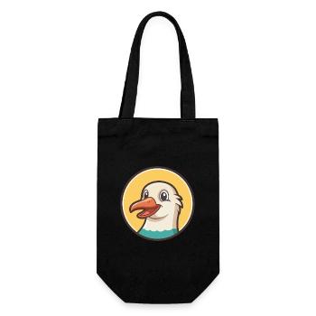 Mouette Kawaii Dessin Animé Personnage Animal Animal Visage - Sac à bouteille - noir - Devant