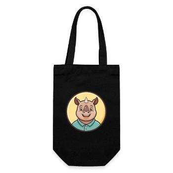 rhinocéros kawaii dessin animé personnage animal visage d’animal de compagnie - Sac à bouteille - noir - Devant