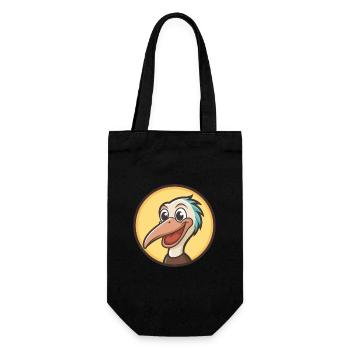 Pelikan Kawaii Cartoon Figur Tier Haustier Gesicht - Geschenkbeutel für Flaschen - Schwarz - Vorne