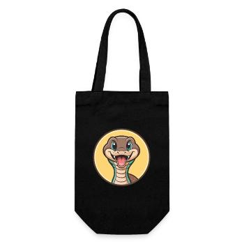 Schlange Kawaii Cartoon Figur Tier Haustier Gesicht - Geschenkbeutel für Flaschen - Schwarz - Vorne