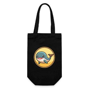 Wal Kawaii Cartoon Figur Tier Haustier Gesicht - Geschenkbeutel für Flaschen - Schwarz - Vorne