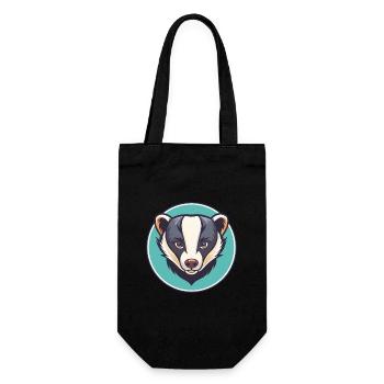blaireau kawaii dessin animé personnage animal visage d’animal - Sac à bouteille - noir - Devant