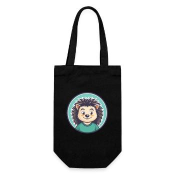 Hedgehog Kawaii Cartoon Character Animal Pet Face - Gift Bag for Bottles - black - Front