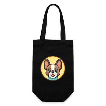 Chien Francais Tricolore Hunderasse Cartoon Kawaii - Geschenkbeutel für Flaschen - Schwarz - Vorne