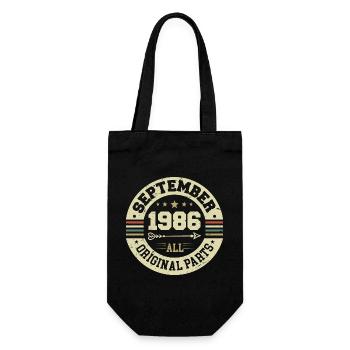 38. Geburtstag 1986 Legendär seit September 1986 - Geschenkbeutel für Flaschen - Schwarz - Vorne