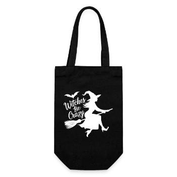 Halloween Witch Broom Witches Be Crazy - Gift Bag for Bottles - black - Front