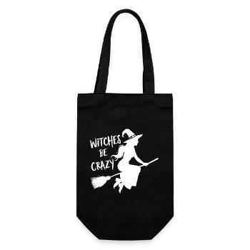 Halloween Witch Broom Witches Be Crazy - Gift Bag for Bottles - black - Front