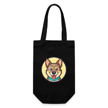 Mischling Hund Rasse Cartoon Figur Kawaii Clipart - Geschenkbeutel für Flaschen - Schwarz - Vorne