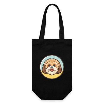 Lhasa Apso Hund Rasse Cartoon Kawaii Clipart Tier - Geschenkbeutel für Flaschen - Schwarz - Vorne