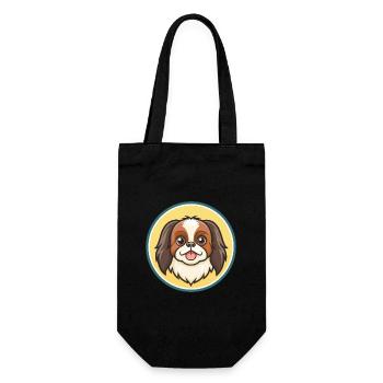 Japanese Chin Dog Breed Cartoon Kawaii Clipart Pet - Gift Bag for Bottles - black - Front