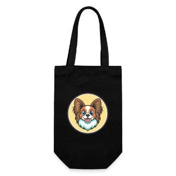 Papillon Chien Race Coloré Dessin Animé Kawaii Clipart - Sac à bouteille - noir - Devant