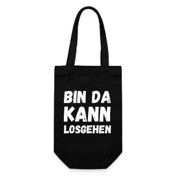 Bin da, kann losgehen! Bereit für Action? - Geschenkbeutel für Flaschen - Schwarz - Vorne