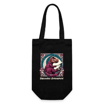 T-Rex Schlafen Offizielles Schlafshirt Geschenk - Geschenkbeutel für Flaschen - Schwarz - Vorne