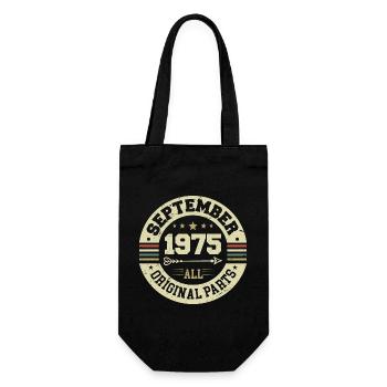 49. Geburtstag 1975 Legendär seit September 1975 - Geschenkbeutel für Flaschen - Schwarz - Vorne