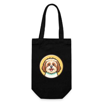 Tibetische Kyi Apso Hunderasse Cartoon Kawaii Clipart - Geschenkbeutel für Flaschen - Schwarz - Vorne