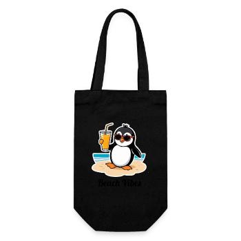 Casual beach penguin – summer holiday feeling - Gift Bag for Bottles - black - Front