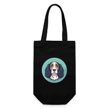 Alpine Spaniel Dog Breed Cartoon Kawaii Clipart - Gift Bag for Bottles - black - Front