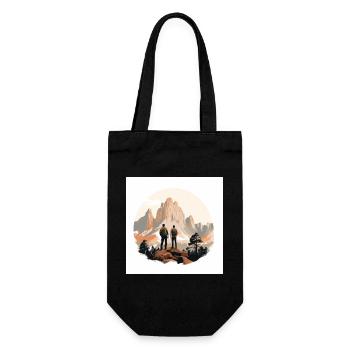 Hikers in front of an alpine landscape - Gift Bag for Bottles - black - Front