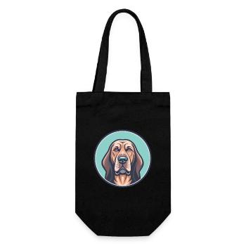 Bloodhound Chien Race Dessin animé Kawaii Clipart Animal - Sac à bouteille - noir - Devant