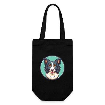 Border Collie Hunderasse Cartoon Kawaii Clipart Haustier - Geschenkbeutel für Flaschen - Schwarz - Vorne
