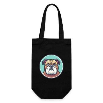 Bouledogue Chien Race Dessin animé Personnage Kawaii Clipart - Sac à bouteille - noir - Devant