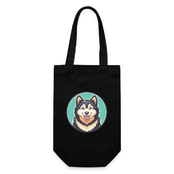 Kanadische Eskimo Hunderasse Cartoon Kawaii Clipart - Geschenkbeutel für Flaschen - Schwarz - Vorne