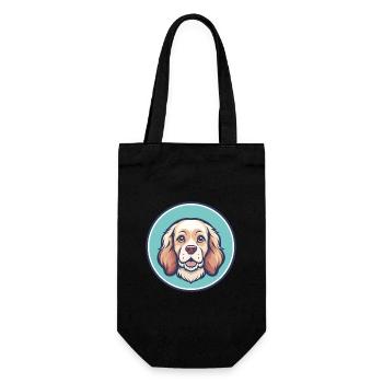 Clumber Spaniel Hund Rasse Cartoon Kawaii Clipart - Geschenkbeutel für Flaschen - Schwarz - Vorne