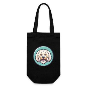 Coton De Tulear Chien Race Dessin animé Kawaii Clipart - Sac à bouteille - noir - Devant