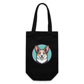 Corgi Chien Race Dessin animé Kawaii Clipart Animal de compagnie - Sac à bouteille - noir - Devant