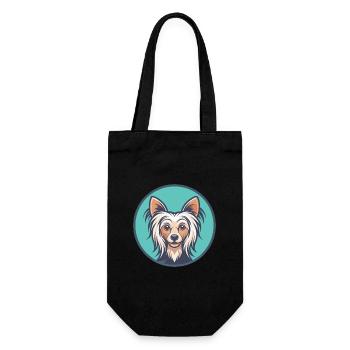 Chien à crête chinoise race dessin animé Kawaii Clipart - Sac à bouteille - noir - Devant