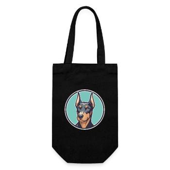 Doberman Chien Race Coloré Dessin animé Kawaii Clipart - Sac à bouteille - noir - Devant