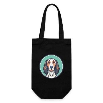 English Setter Dog Breed Cartoon Kawaii Clipart - Gift Bag for Bottles - black - Front