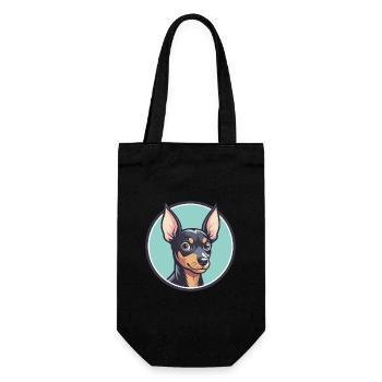 English Toy Terrier Dog Breed Funny Cartoon Kawaii - Gift Bag for Bottles - black - Front