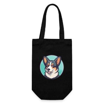 Cur Chien Race Dessin Animé Kawaii Clipart Illustration - Sac à bouteille - noir - Devant