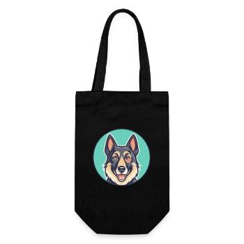 Osteuropäische Schäferhund Rasse Karikatur Kawaii - Geschenkbeutel für Flaschen - Schwarz - Vorne